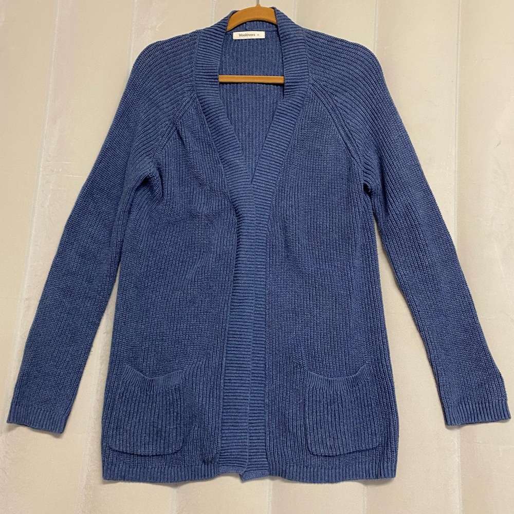 WoolOvers Women’s Sweater Cardigan Medium Knit Wool Grandfather Cabincore Cozy